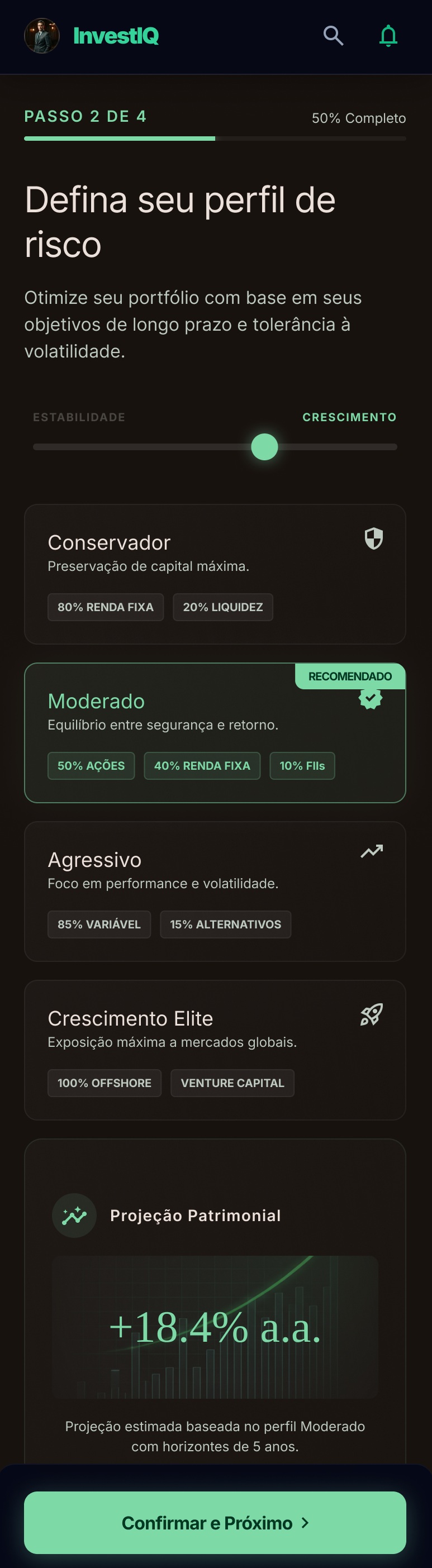 InvestIQ Hi-Fi — Tela 2